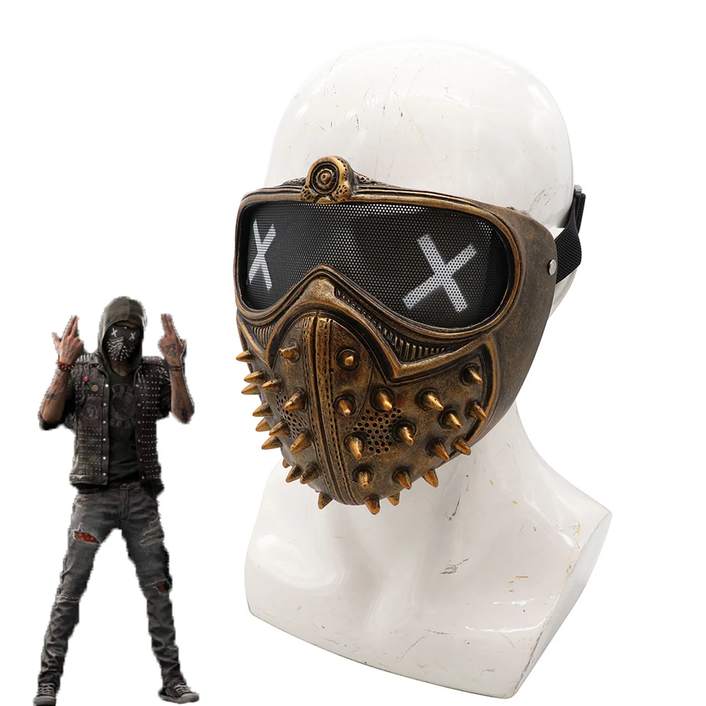 Game Watch Dogs 2 Wd2 Mask Marco Holloway Wrench Cosplay Rivet Face Mask Half Face Resin Mask Halloween Party Cosplay Puntelli