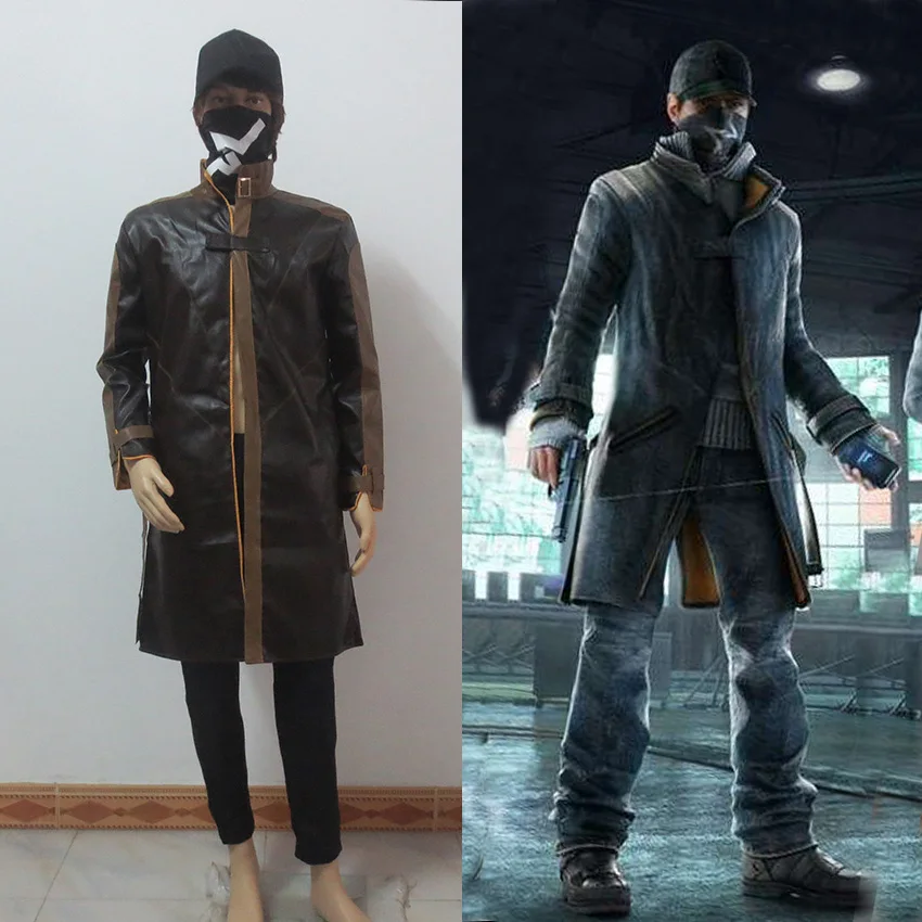 Watch Dogs Aiden Pearl Costume Cosplay Cappotto + Pantaloni + Cappello + Maschera