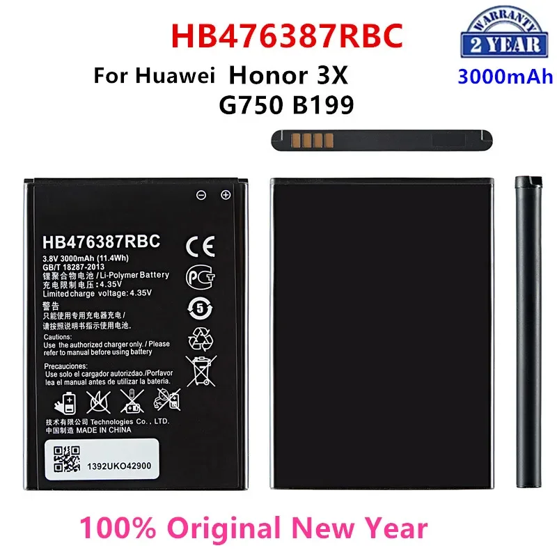 100% Batteria Originale Muslimah 3000Mah Per Telefono Cellulare Huawei Honor 3X G750 B199