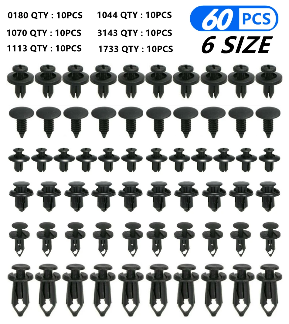 6 Size 60Pcs Auto Fastener Clips For Bmw X5 E70 2007-2012 Accessories