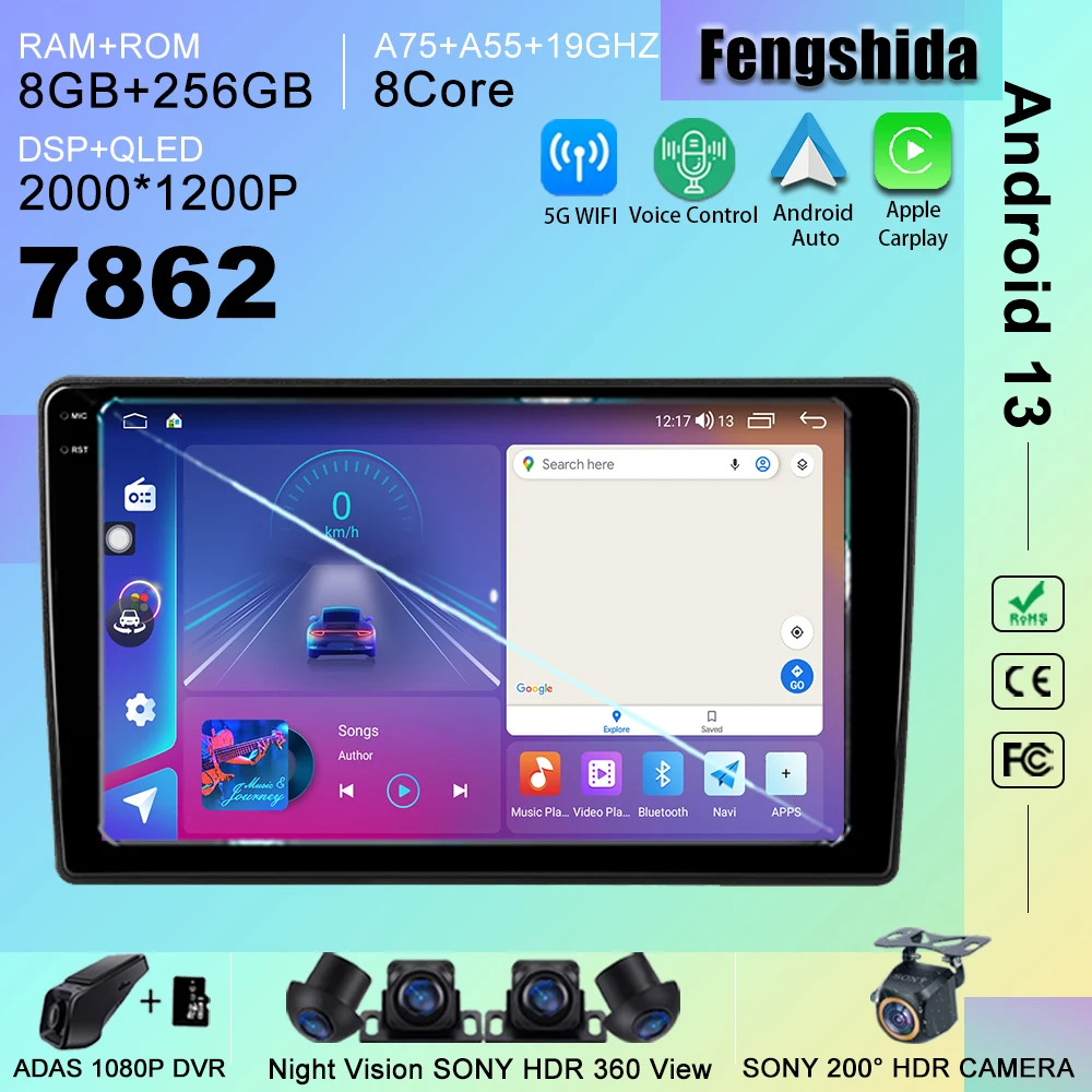 7862 Cpu Android 13 Auto Dvd Radio Per Honda Element Yh 2002 - 2011 Navigazione Gps No 2Din Dvd Qled Schermo Auto Radio Dashcam Bt