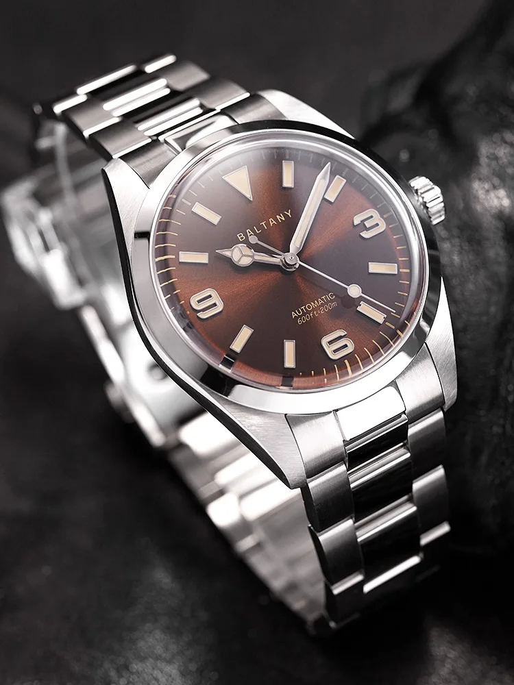 Ontany Vintage Automatic Watch Men Nh38 Dome Sapphire Glass Waterproof 20Atm Bracciale In Acciaio Inossidabile Explorer Tribute Watches