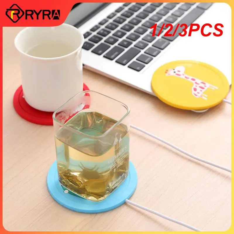 1/2/3Pcs Romanzo Usb Power Suply Tea Coffee Cup Mug Warmer Riscaldamento Cup Mat Pad Sottobicchieri Per Office Gadget Cartoon Wood