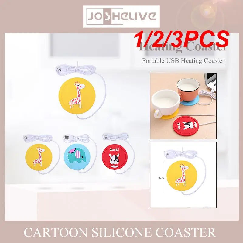 1/2/3Pcs Romanzo Usb Power Suply Tea Coffee Cup Mug Warmer Riscaldamento Cup Mat Pad Sottobicchieri Per Office Gadget Cartoon Wood