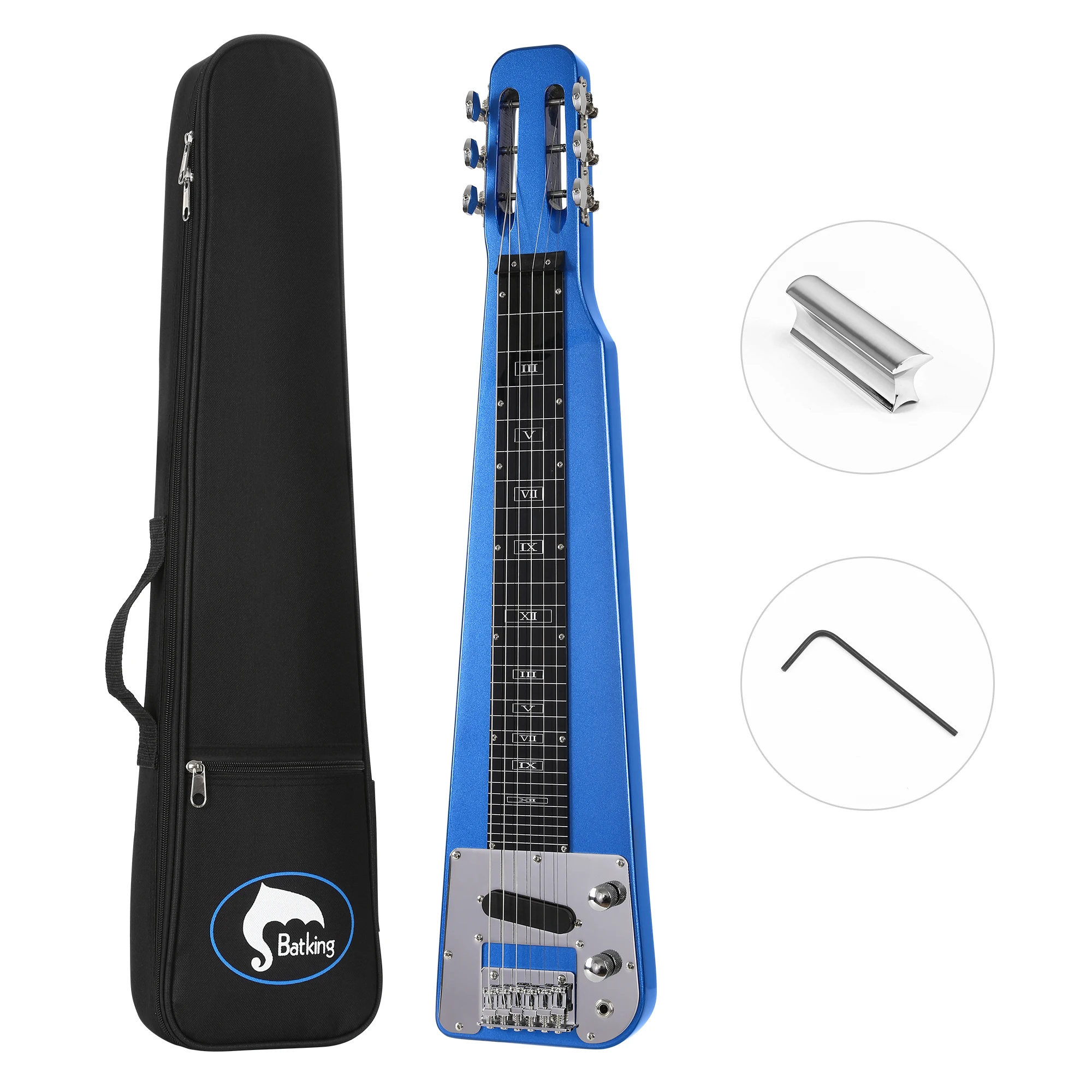 Batking 6 Corde Testa Scanalata Stock Elettrico Lap Steel Slide Guitar Sunburst Color