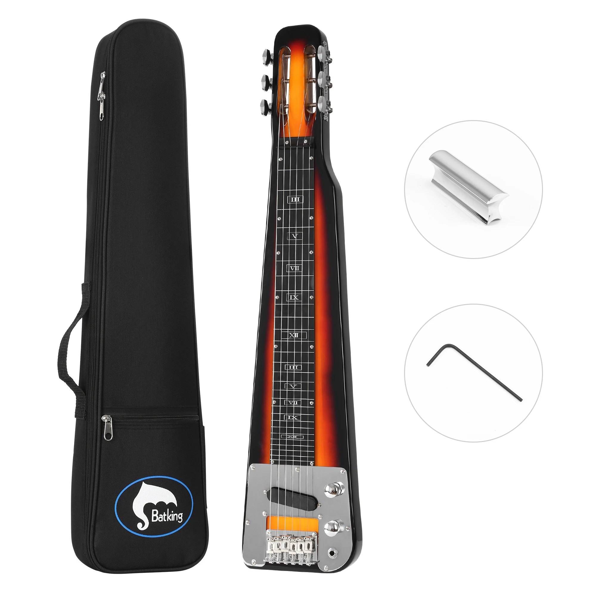 Batking Lap Steel Guitar 6 Corde Scanalate Head Stock Electric Slide Steel Guitar