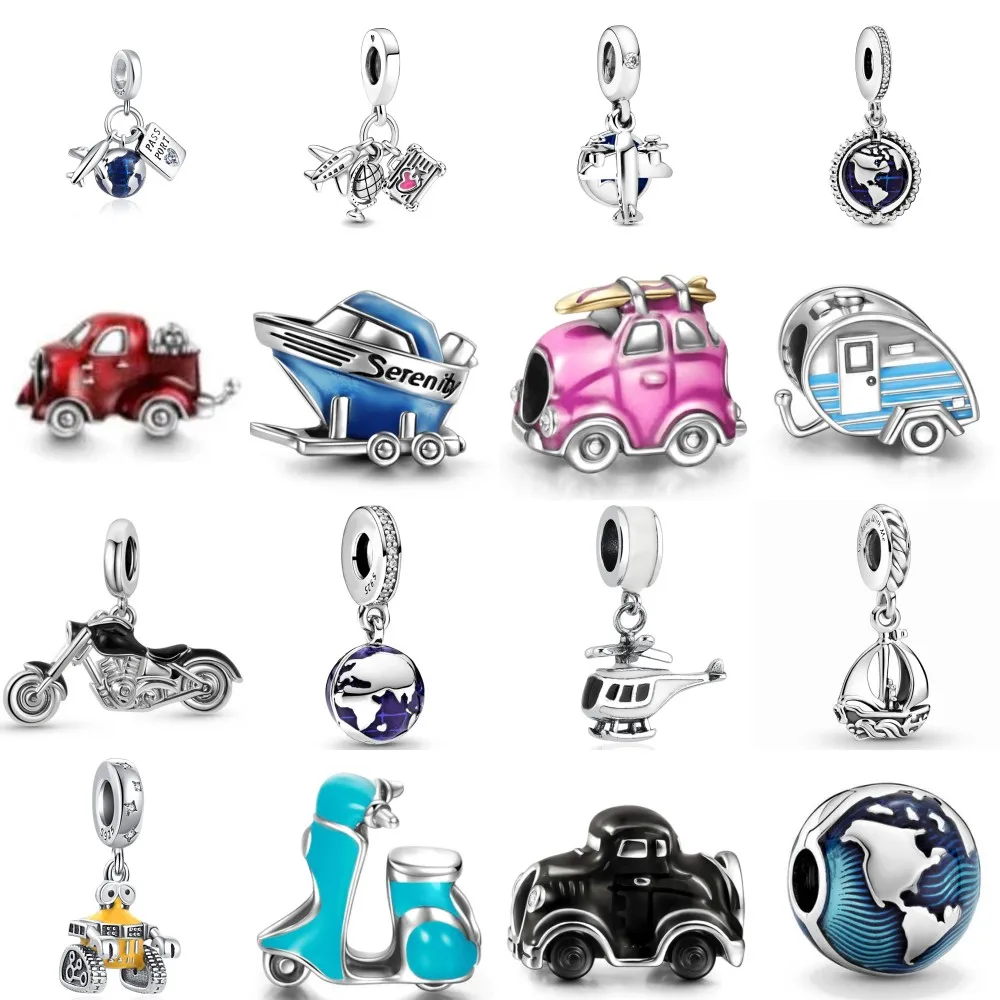 Nuovo 925 Sterling Silver Travel Plane Car Moto Ciondolo Perline Charms Fit Originale Pandora Charm Bracciali Donna Gioielli Fai Da Te