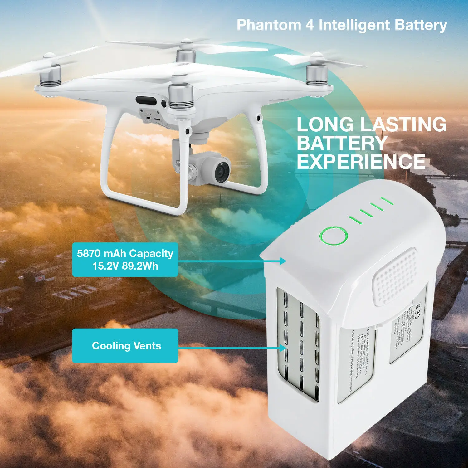 Sostituzione Della Batteria Di Volo Intelligente Lipo Di Nuova Generazione 15.2V 5870Mah Per Dji Phantom 4, Phantom 4 Pro, Phantom 4 Pro Plus