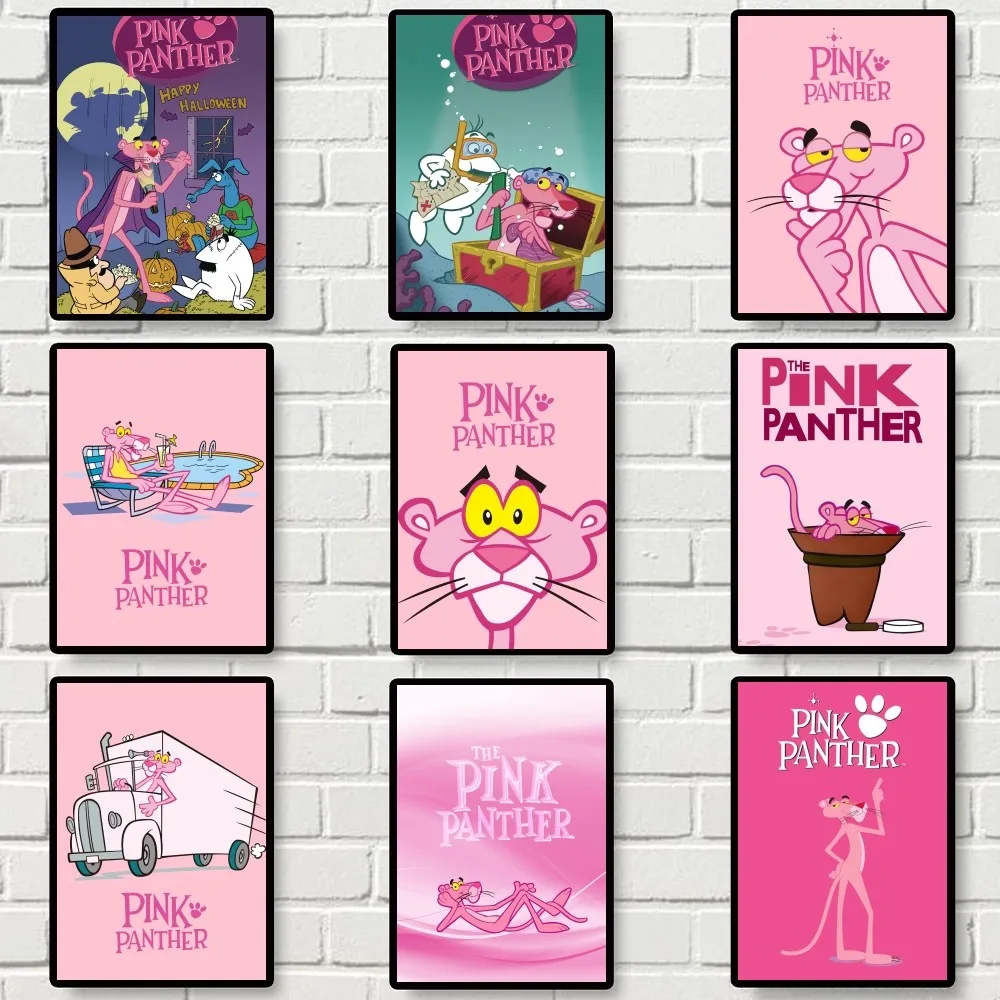 Pink Cartoon Panther Poster Gallery Stampe Pittura Wall Canvas Pictures Living Room Sticker