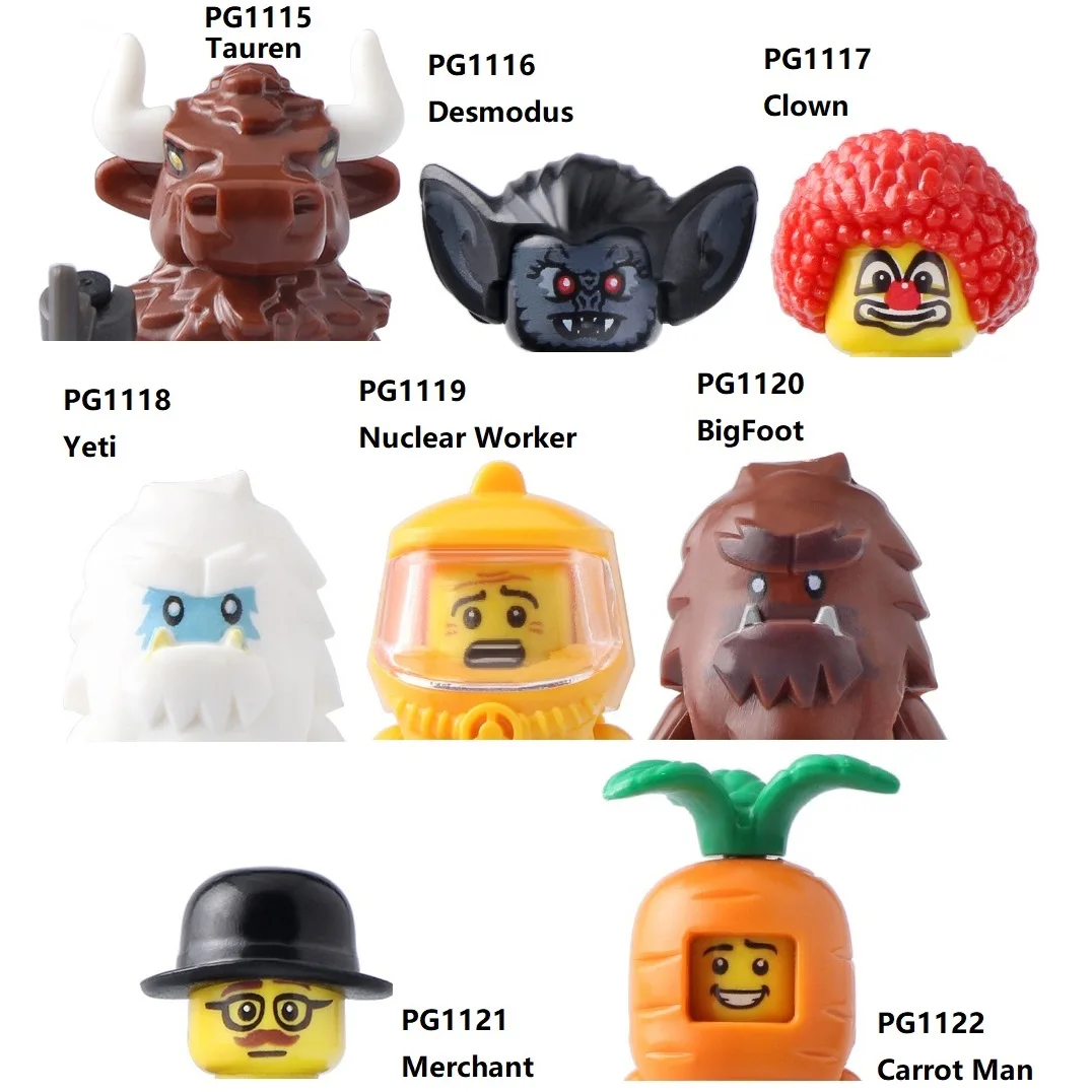 Serie Di Raccolta Operaio Nucleare Commerciante Carota Uomo Tauren Yeti Desmodus Bigfoot Building Blocks Mini Action Figure Toys