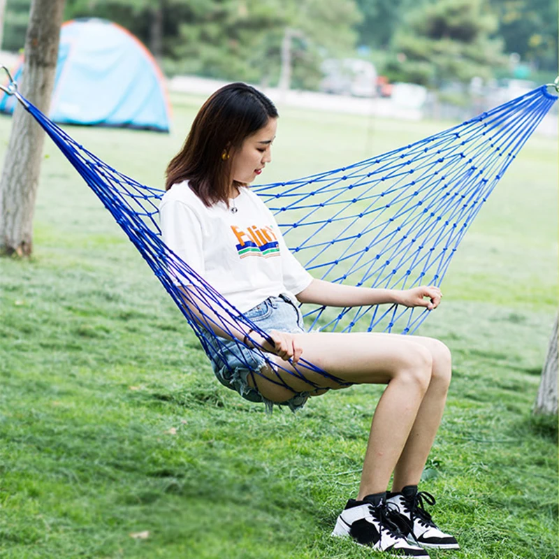 Singolo Portatile In Rete Di Nylon Amaca Net Sleeping Bed Swing Per Patio Esterno Portico Giardino Viaggi Campeggio Indoor Holiday Adventure