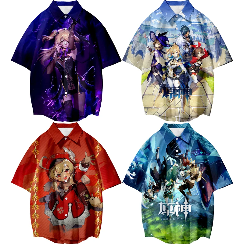 Gioco Genshin Impact Cosplay Shirt Fischl Klee Jean Triumph Stampa 3D Cappotti Uomo Donna Tempo Libero Top Turismo Vacanze Camicie Ragazzi