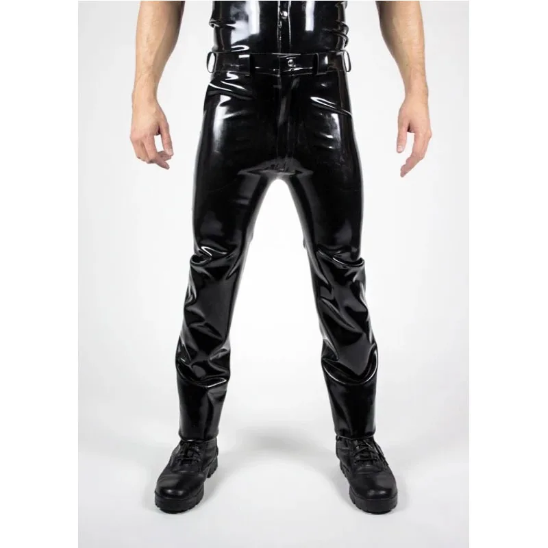 Jeans In Lattice Uomo Latex Jean Pantaloni Lunghi In Lattice Spessore 0.4Mm Con Tasche Su Misura