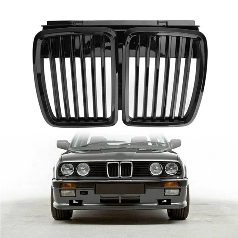 Griglie Renali Paraurti Anteriore Auto Nero Lucido Per-Bmw E30 Sedan/Cabrio 1982-1994 Griglie Da Corsa Di Ricambio