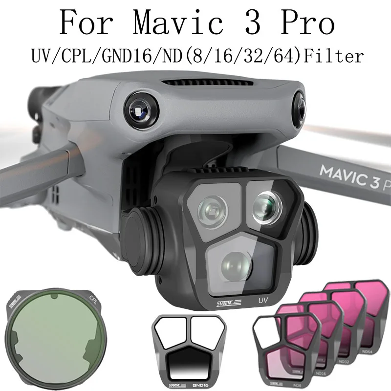 Filtro Uv Cpl Nd Gnd16 Per Dji Mavic 3 Pro & Mavic 3 Pro Cine Lega Di Alluminio + Processo Di Rivestimento Multistrato In Vetro Ottico Agc