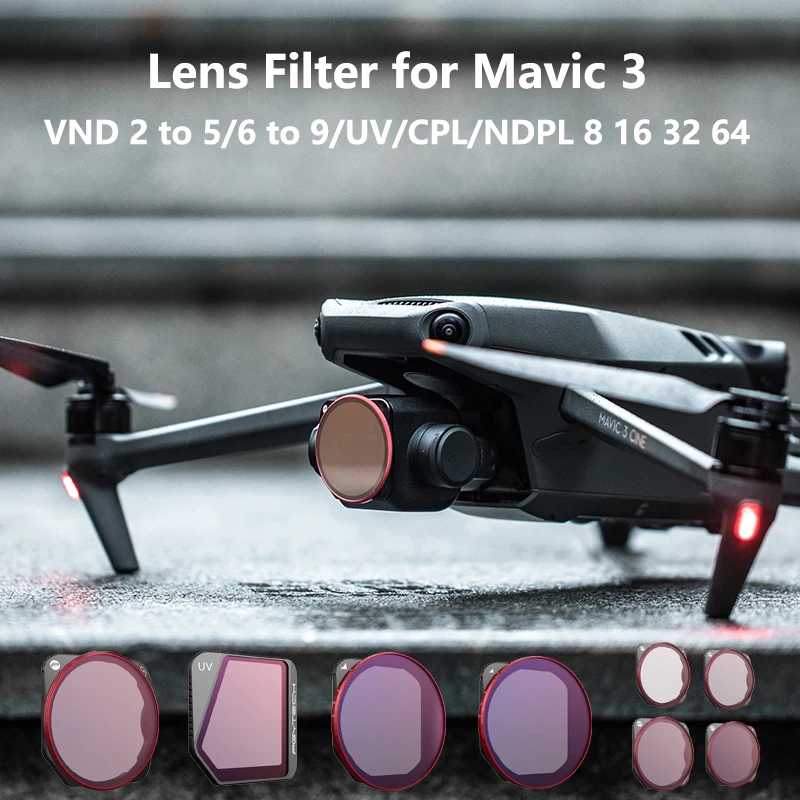 Pgytech Dji Mavic 3 Filtro Uv Cpl Ndpl Set Vnd Da 2 A 5/Vnd Da 6 A 9 Filtro Obiettivo Fotocamera Nd8 16 32 64Pl Per Accessori Mavic 3 Cine