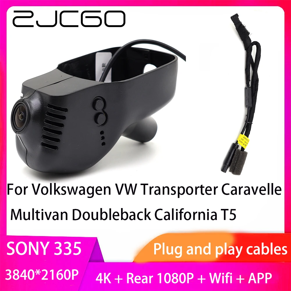 Zjcgo Plug And Play Dvr Dash Cam 4K 2160P Videoregistratore Per Volkswagen Vw Transporter Caravelle Multivan Doubleback California