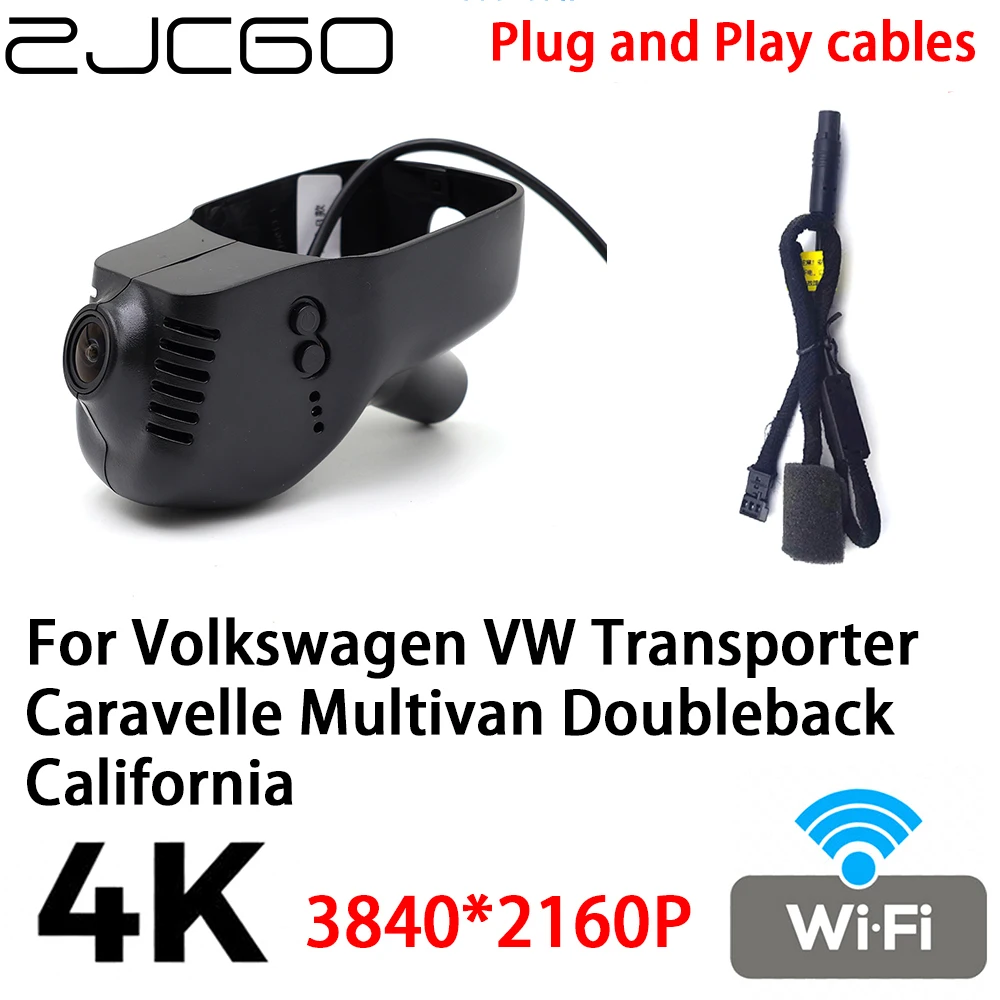 Zjcgo 4K 2160P Dvr Dash Cam Videoregistratore Plug And Play Per Volkswagen Vw Transporter Caravelle Multivan Doubleback California
