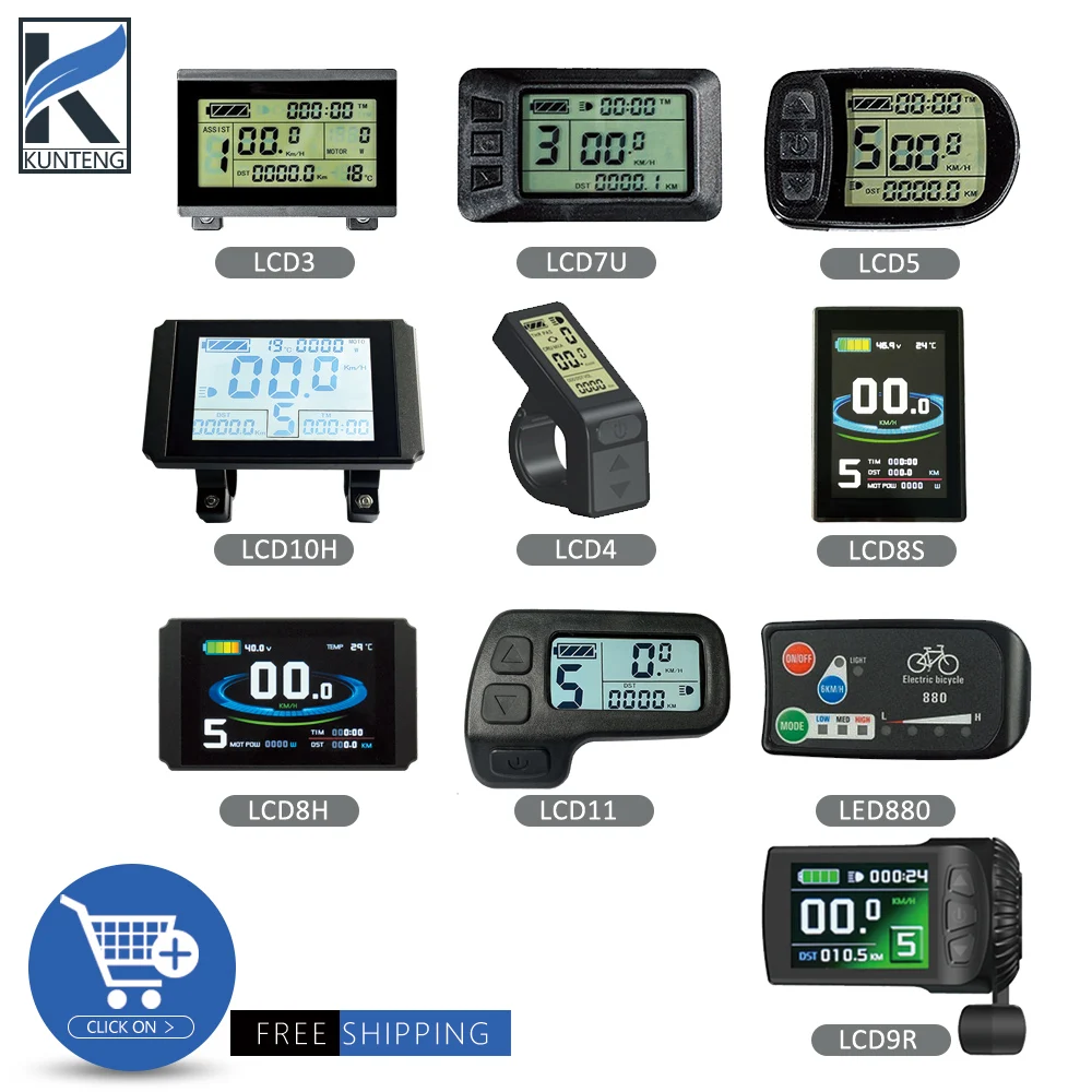 Bicicletta Elettrica Kt Display Lcd3 Lcd4 Lcd5 Lcd7 Lcd8H Lcd8S Lcd9R Lcd10H Lcd11 Led880 24V/36V/48V/72V Per Display Kunteng Ebike