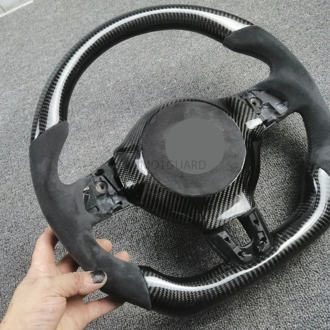 Volante In Fibra Di Carbonio Alcantarar Adatto Per Volkswagen Golf 6 Gti Mk6 / Polo Gti / Scirocco R (Senza Pulsante Senza Airbag Senza Pagaia)