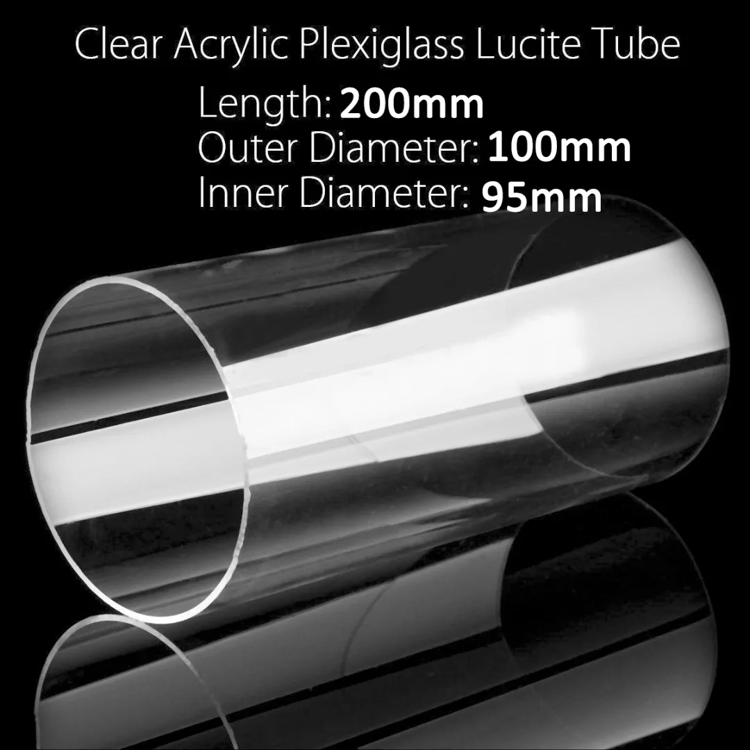 1 Pz 200Mm Lunghezza Trasparente Acrilico Plexiglass Tubo Lucite 100Mm Od 95Mm Diametro Id
