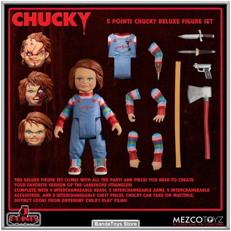 Disponibile Originale Mezco Children'S Play 5 Punti Chucky Deluxe Figure Set Action Model Toys