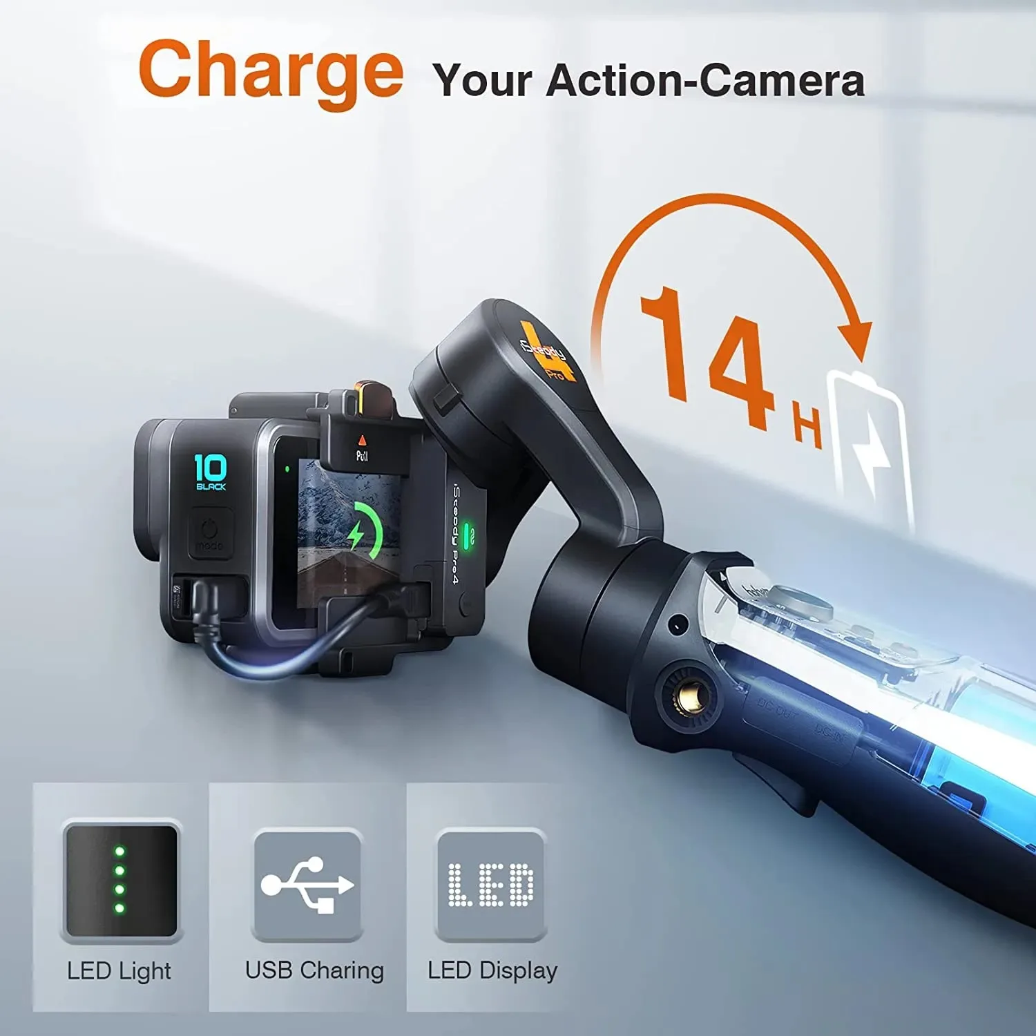 Stabilizzatore Cardanico A 3 Assi Compatibile Per Gopro 12/11/10/9/8 Go Pro Media Mod Compatibile Gimble Anti-Shake Ipx Impermeabile