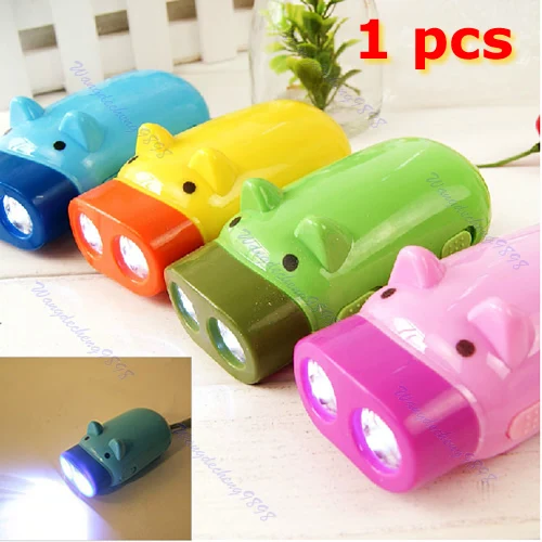 2022 Nuova Mano Premendo Power Pig 2 Led Flash Light Torcia Wind-Up Dynamo Torch Lamp