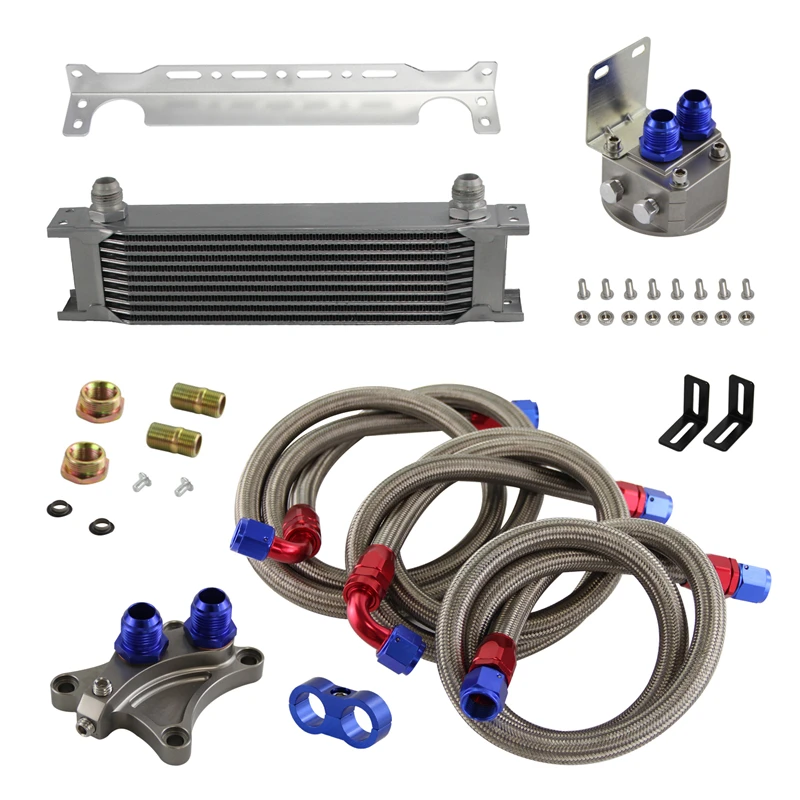 10 Row Oil Cooler Kit Per N ** Issan S ** Ilvia S13 S14 180Sx 200Sx 240Sx Sr20Det Turbo Argento