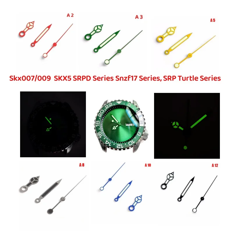 Parti Dell'Orologio Mod Puntatore Manuale Dell'Orologio Skx007 Luminoso Verde Adatto Per La Serie Skx007 009 Skx 5 Srpd Snzf17 Srp Turtle