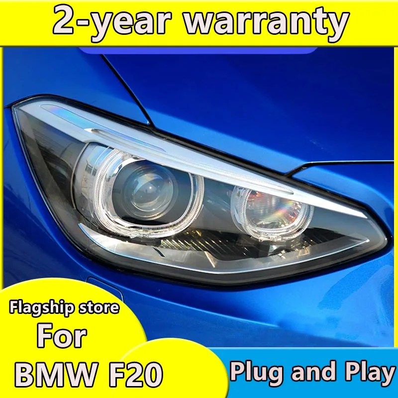 Fari Auto Per Bmw F20 2012-2015 Faro Led Angel Eyes Bi Xenon Luce Anteriore A Led