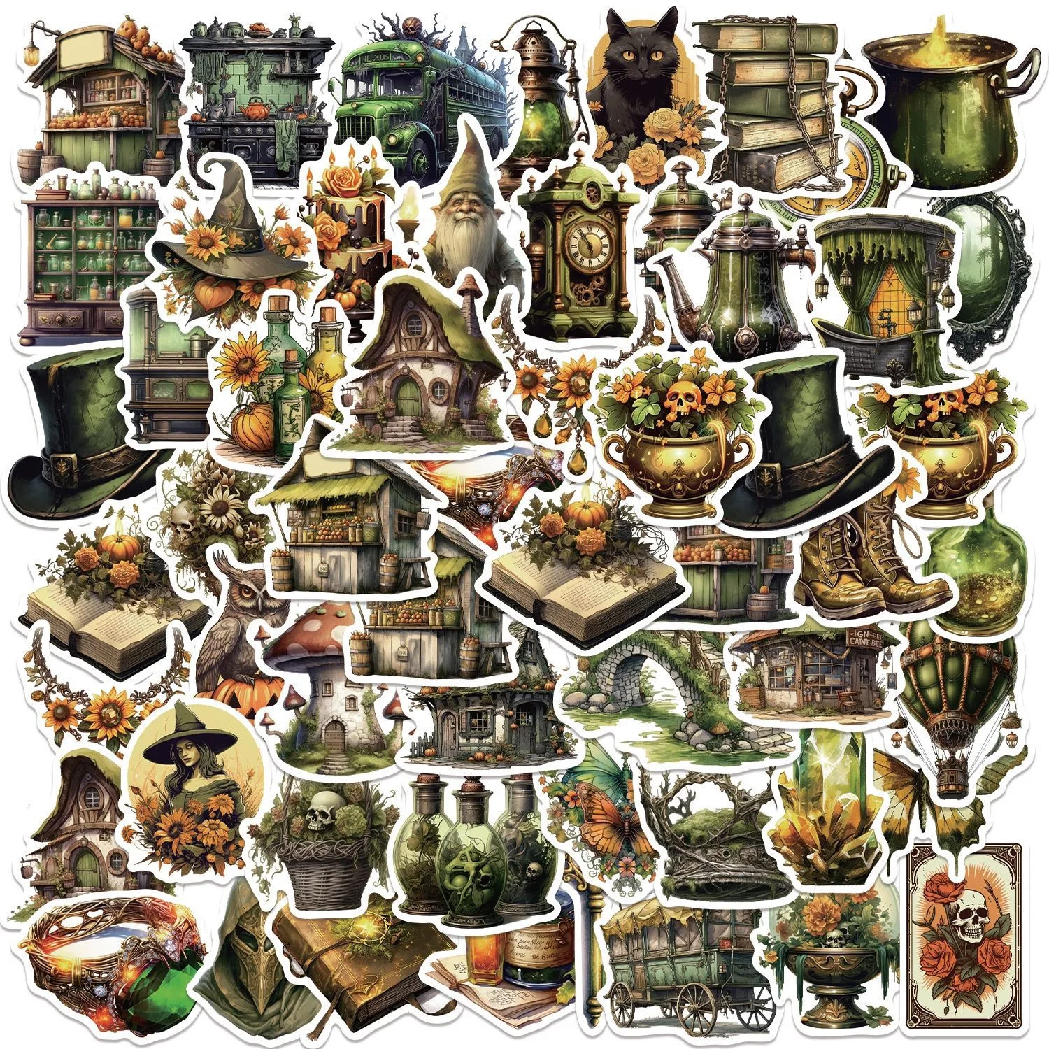 10/50Pcs Vintage Gothic Magic World Market Cartoon Stickers Fai Da Te Scrapbooking Bike Guitar Skateboard Car Bagagli Toy Sticker