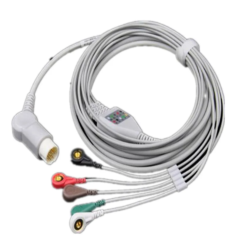 Compatibile Per Philips/Hp 12Pin Mp20/30/Vm6 Monitor Paziente Cavo Ecg One Piece 5 Leadwire, Cavo Monitor Snap End Aha.Tpu