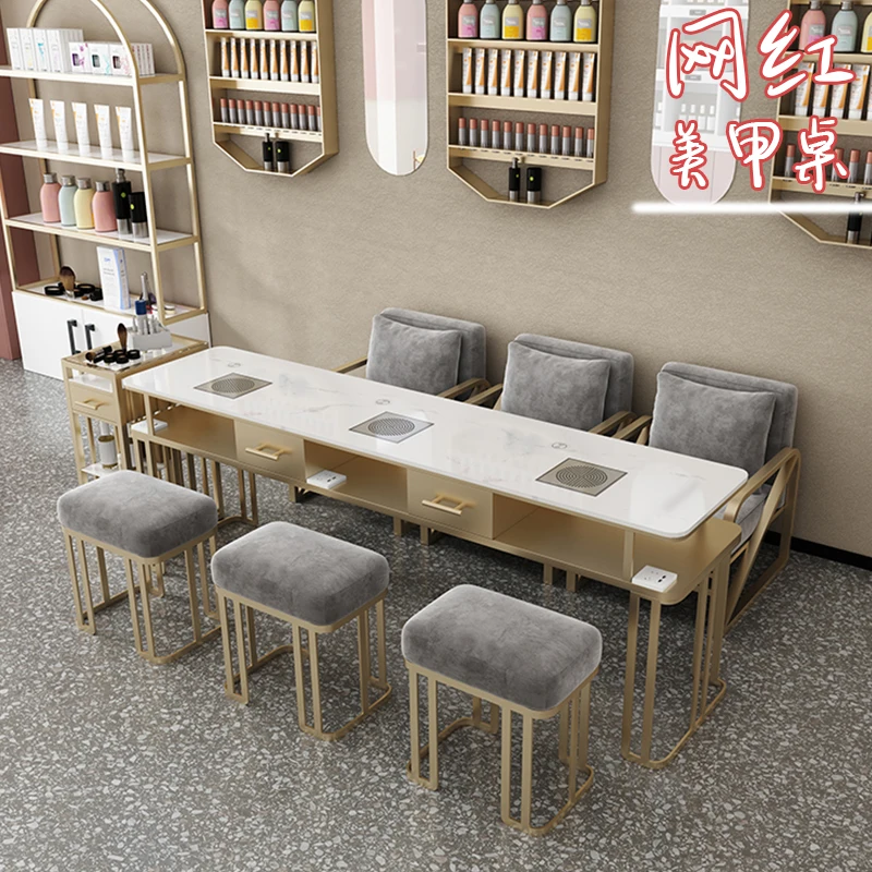 Simple Luxury Shop Manicure Table Makeup White Nordic Manicure Table Marble Fashion Schmincktisch Commercial Furniture Rr50Mt
