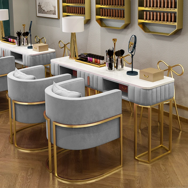 Modern Manicure Nail Table Reception Dressing Professional Nail Table Beauty Makeup Tavolo Manicure Salon Furniture Bl50Nt