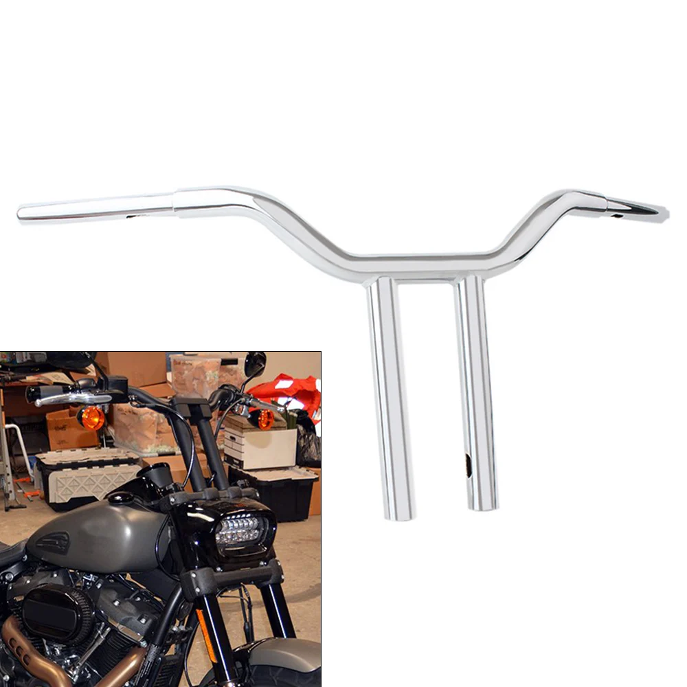Manubrio Cromato 14 "Rise T-Bar 1-1/2" Fat Bar Per Harley Dyna Softail Sportster 1/4 Manubrio Moto Low Rider