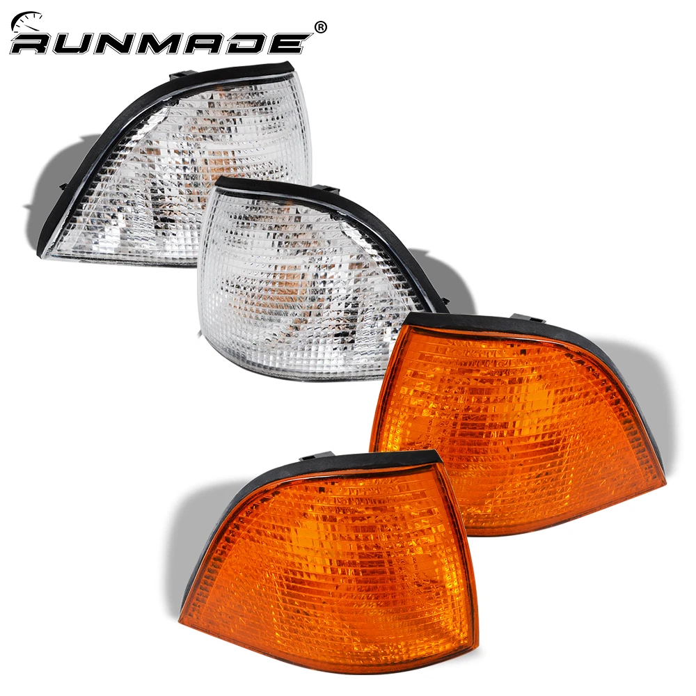 Runmade Per 1992-1998 Bmw E36 3-Series 2Dr Coupe Corner Light Day Lamps Clear Yellow Sinistra Destra