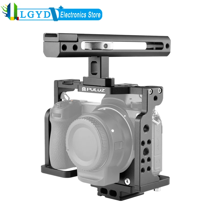 Puluz Professional Cnc Aviation Aluminum Alloy Video Camera Protective Cage Filmmaking Rig With Handle For Nikon Z6 / Z7 Camera