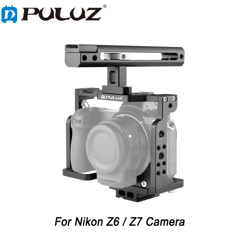Puluz Professional Aviation Aluminum Alloy Video Camera Protective Cage Filmmaking Rig With Handle For Nikon Z6 / Z7 Camera