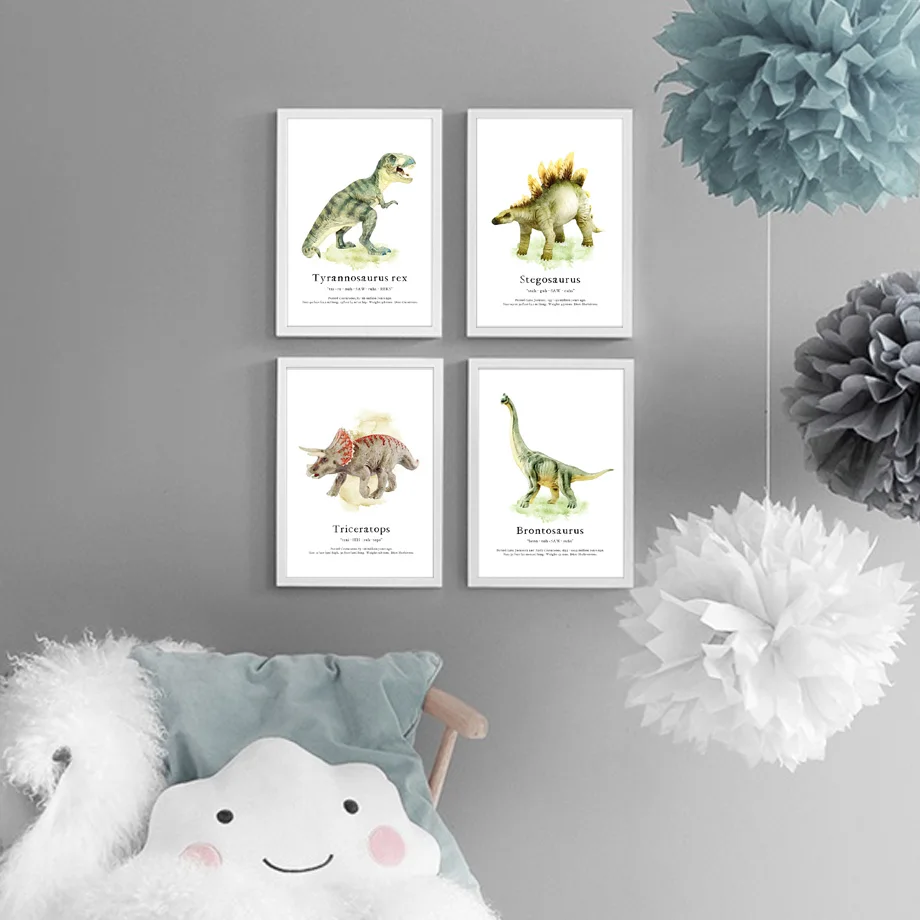 Tyrannosaurus Rex Triceratops Stegosauro Brontosaurus Wall Art Print Canvas Painting Nordic Poster Immagini A Parete Boy Room Decor