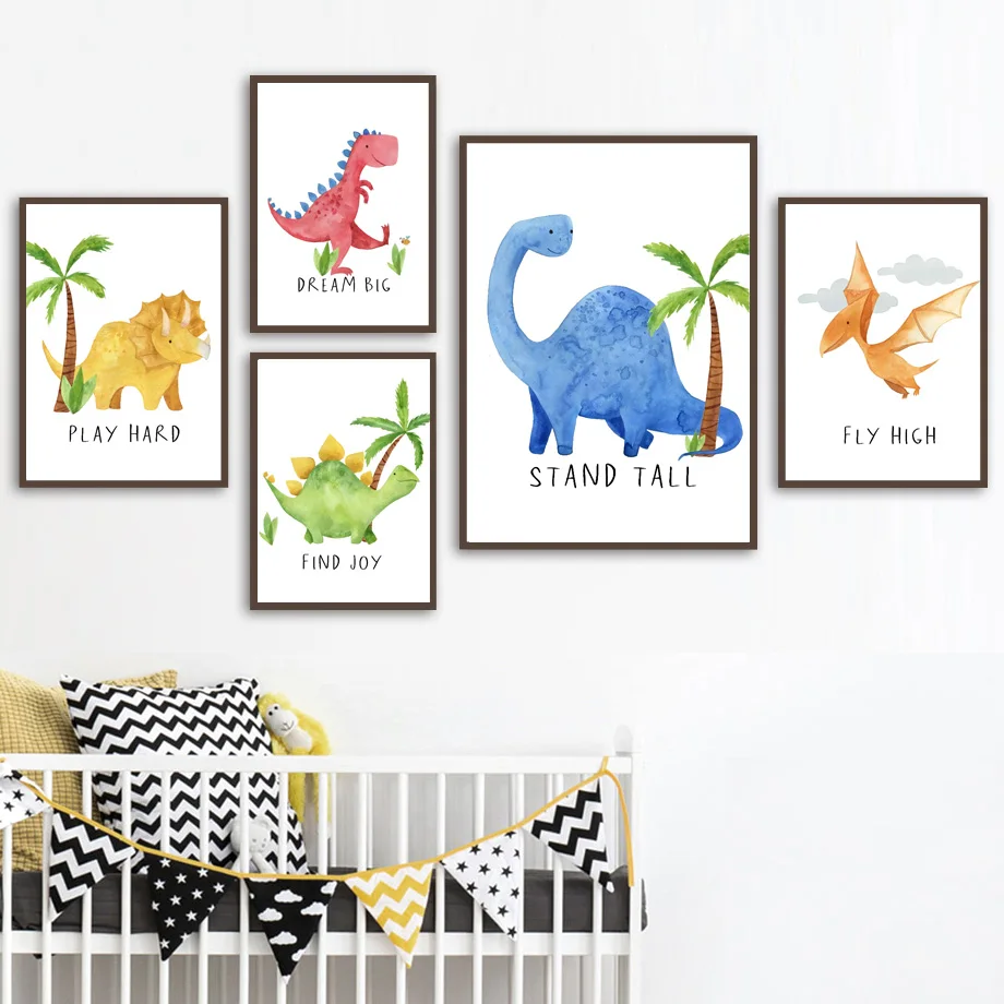 Stegosaurus Triceratops Tyrannosaurus Rex Dinosaur Wall Art Canvas Painting Nordic Poster E Printmaking Wall Picture Bambini