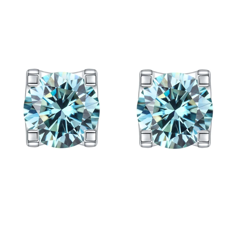 1-2Ct Blu Verde Colore Moisssanite Orecchini A Bottone Stile Toro Iced Bling Moissanite Diamond Ear Studs Pass Tester Regalo All'Ingrosso
