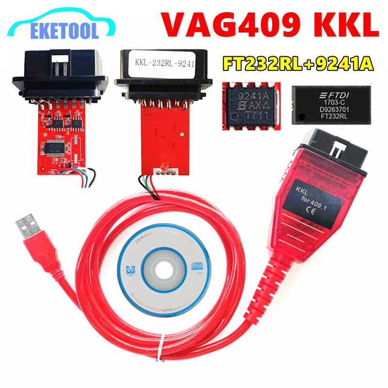 Vag 409 Nuova Scheda Pcb Rossa 9241A Chip Vag Com Kkl Ftdi Ft232Rl Per Vag Kkl Strumento Usb Obd2 Usb Diagnostic Vag409.1 Interruttore Kkl