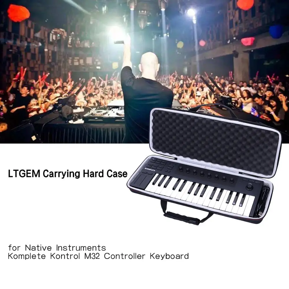 Ltgem Eva Custodia Rigida Da Trasporto Nera Per Strumento Nativo Tastiera Controller Komplete Kontrol M32
