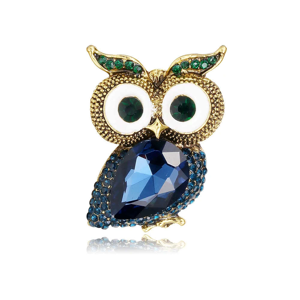 Crystal Big Eyes Owl Spille Per Donna Uomo Classice Blue Red Owl Bird Animal Party Abbigliamento Casual Cappotto Accessori Spille Regali
