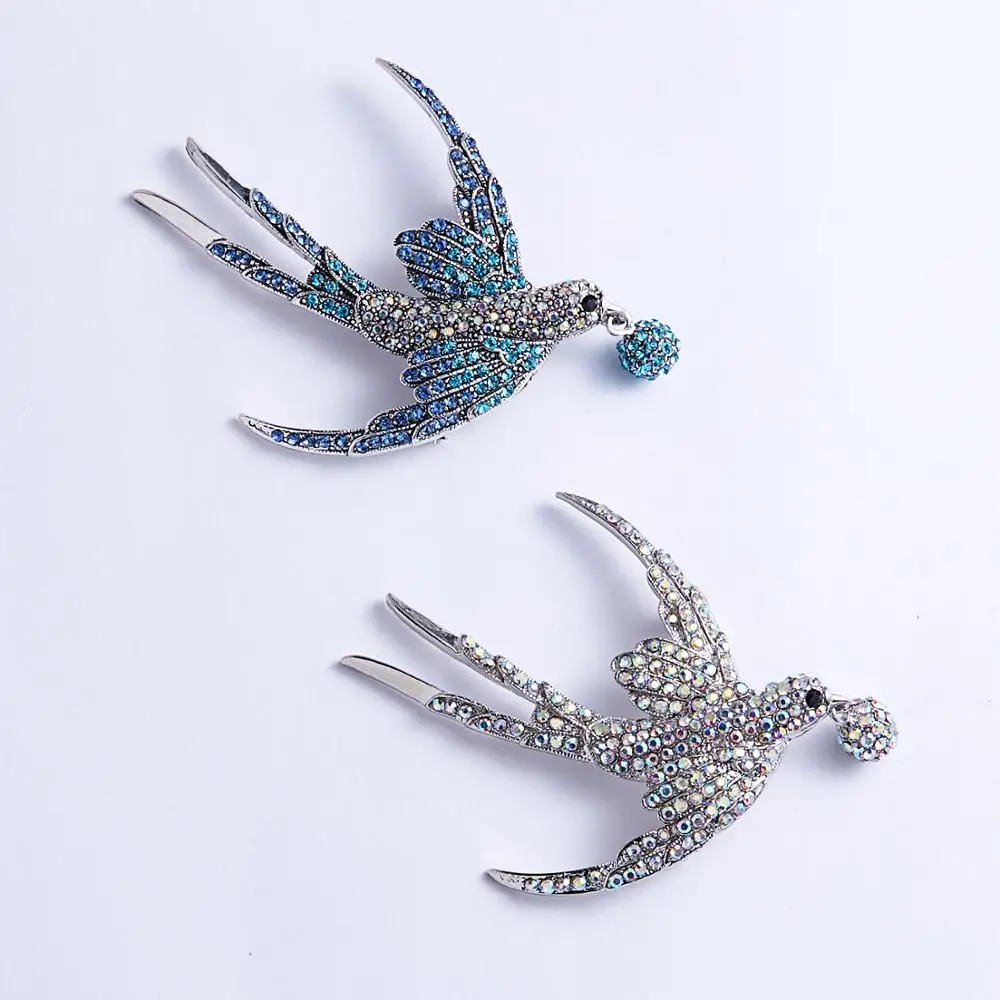 New Chic White Blue Birds Spilla Spille Donna Vintage Strass Peace Birds Lovely Wild Animal Banchetto Matrimoni Spilla Gioielli