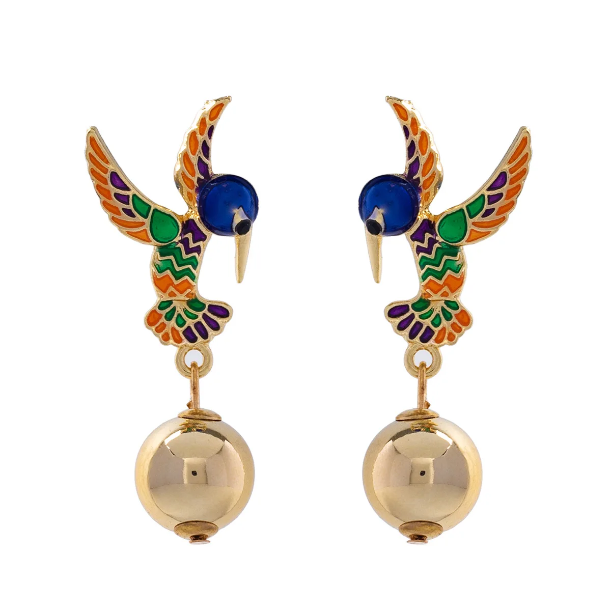 Designer Di Lusso Victoria Vintage 14K Gold Filled Blue Birds Pearl Ear Hoop Orecchini Pendenti Art Deco Lapis Ciondola L'Orecchino Per Le Donne