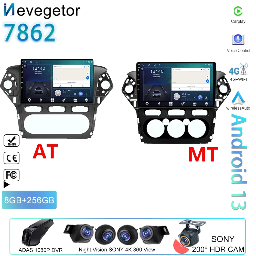 Autoradio Android Per Ford Mondeo 4 Mk4 2010-2014 Lettore Video Multimediale Autoradio Carplay Navigazione Gps 5G Wifi No 2Din Dvd