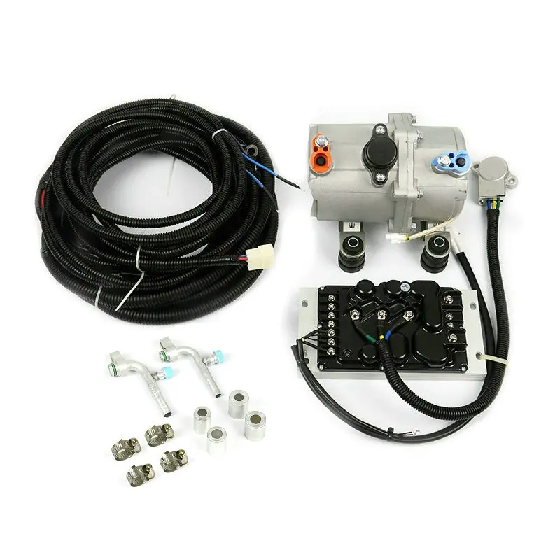 A/C 12/24 Volts Electric Compressor Set For Auto Ac Air Conditioning Car Truck Bus Boat Tractor Shop Automobile Aircon