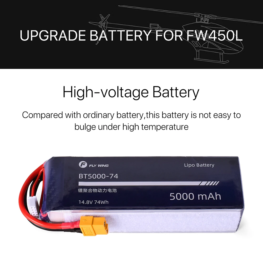 Batteria Lipo Flywing 5000Mah 4S 14.8V Per Elicottero Fw450 V2.5 V3